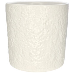 Organic Textured Ceramic Pot - 14cmH / White