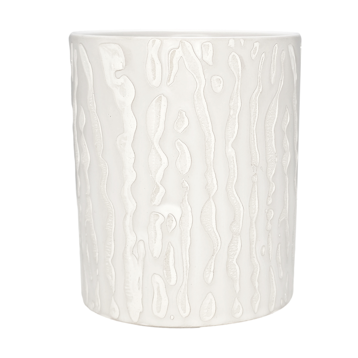 Oak Ceramic Pot - 10.5cmH / White