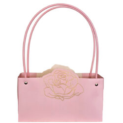 Flower Bag with Embossed Rose - 22 x 11 x 11.5cmH (pk10) / Lt Pink