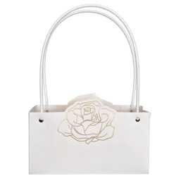 Flower Bag with Embossed Rose - 22 x 11 x 11.5cmH (pk10) / White