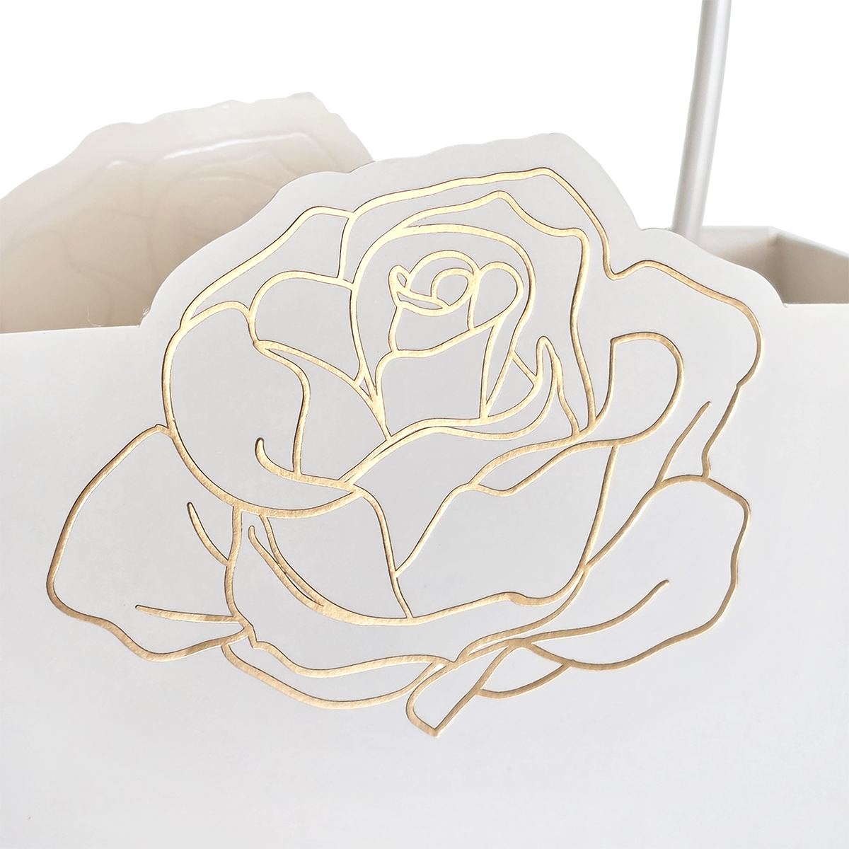 Flower Bag with Embossed Rose - 22 x 11 x 11.5cmH (pk10) / White - Image 2