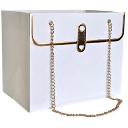 Chain Handle Handbag Flower Bag 18 x 12 x 15cmH (pk10) / White