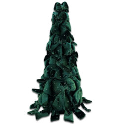 Velvet Bow Christmas Tree 37cm dark green by Floral Craft