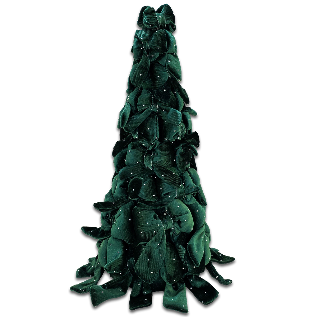 Velvet Bow Christmas Tree 37cm dark green by Floral Craft