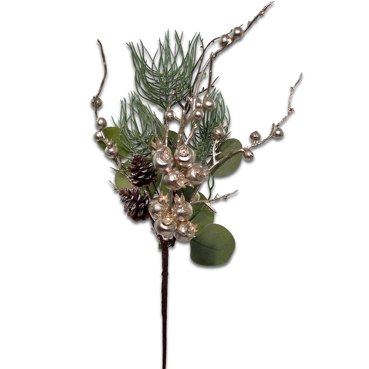 Champagne Berry Spray 56cm with pinecones and greenery by Floral Craft