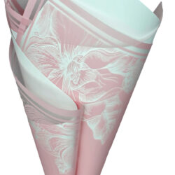 Frosted Floral Border Poly Wrap - 50x70cm x 100 sheets / Lt. Pink