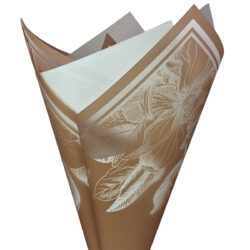 Frosted Floral Border Poly Wrap - 50x70cm x 100 sheets / Latte