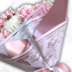 Frosted Floral Border Poly Wrap - 50x70cm x 100 sheets /White