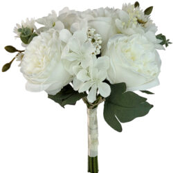 Greta Peony Mixed Flower Bush 32cm white by Floral Craft