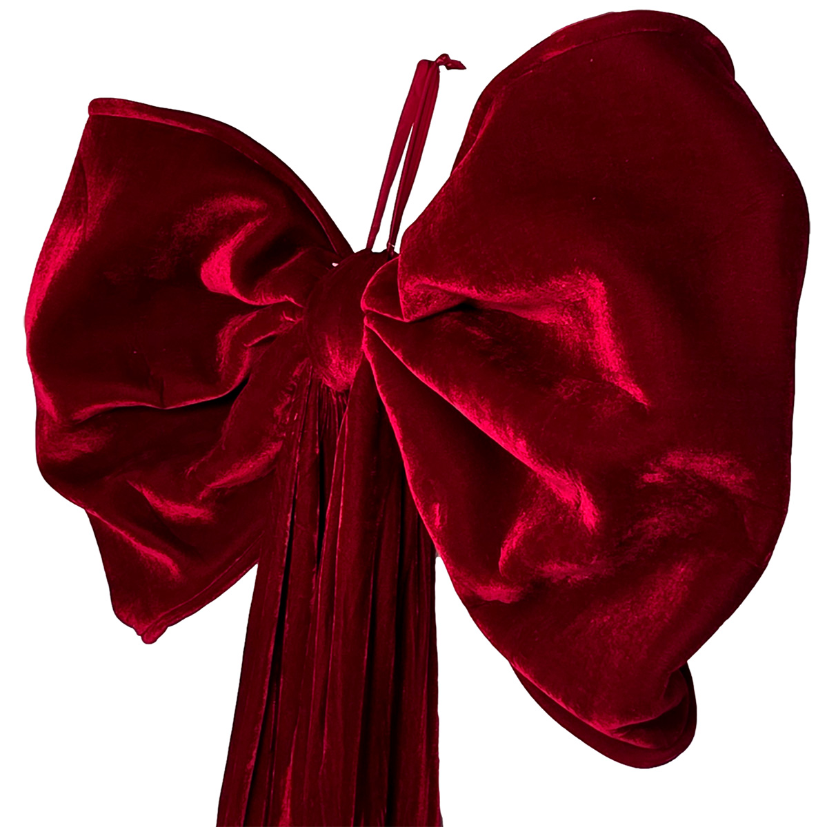 XL Premium Velvet Christmas Bow w/Tails - 90 x 220cm / Dark Red - Image 3