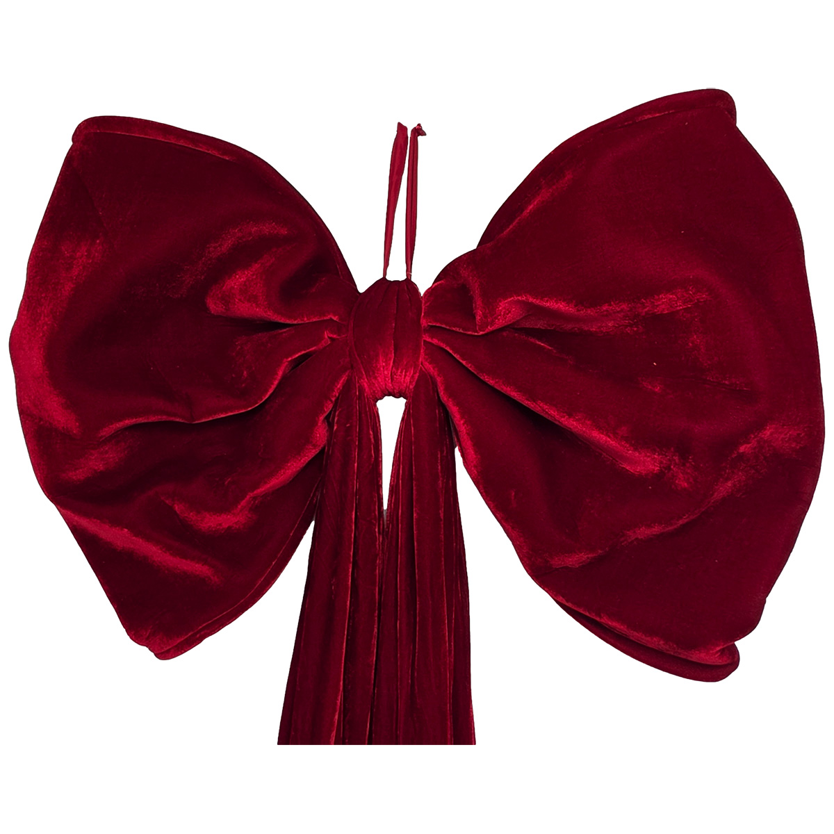 XL Premium Velvet Christmas Bow w/Tails - 90 x 220cm / Dark Red - Image 2