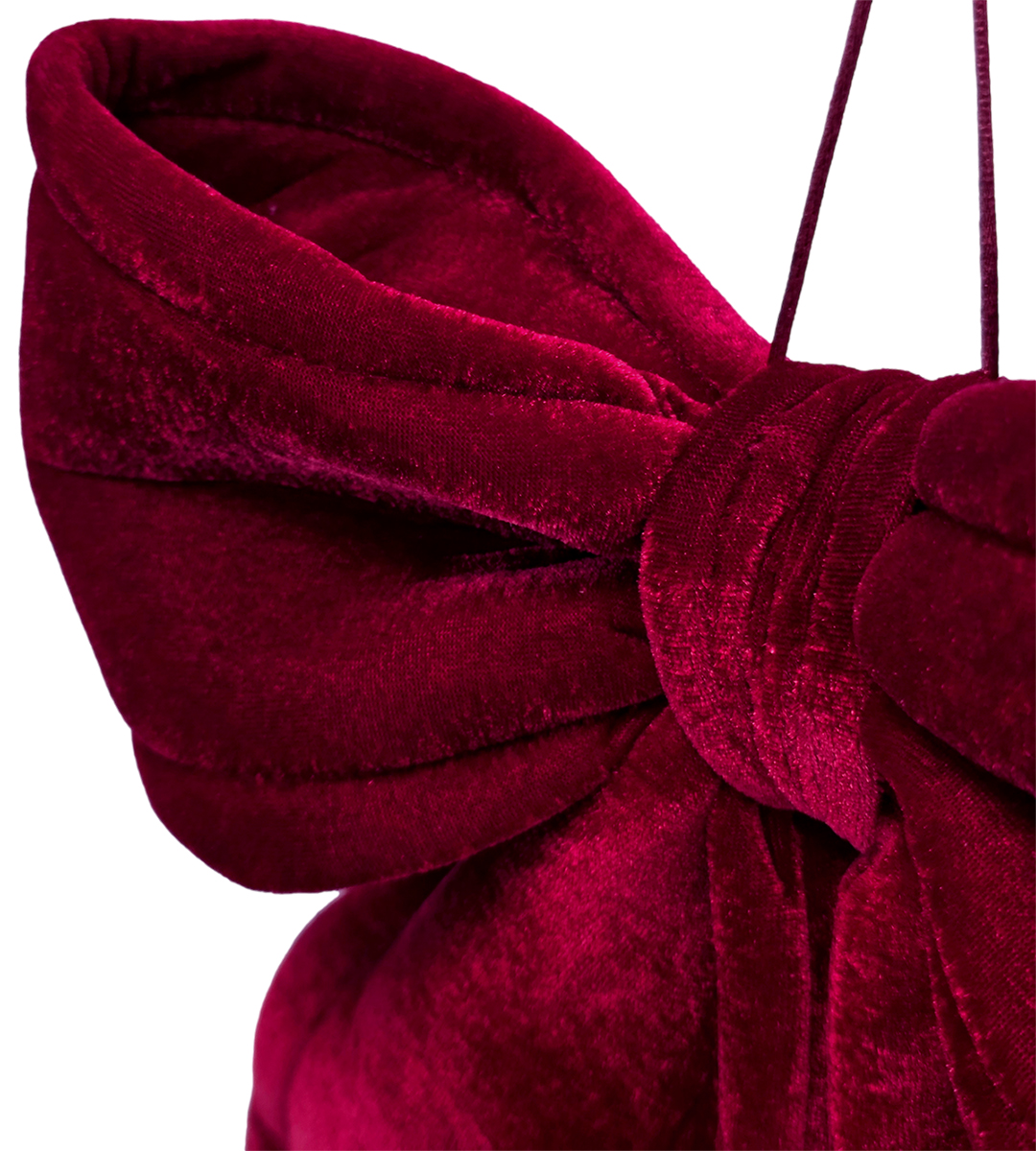 Velvet Christmas Bow - 30cm x 35cm / Dark Red - Image 2