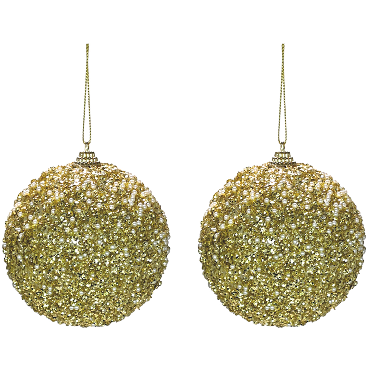 S/2 Sparkle Christmas Baubles - 10cmD / Gold - Image 3