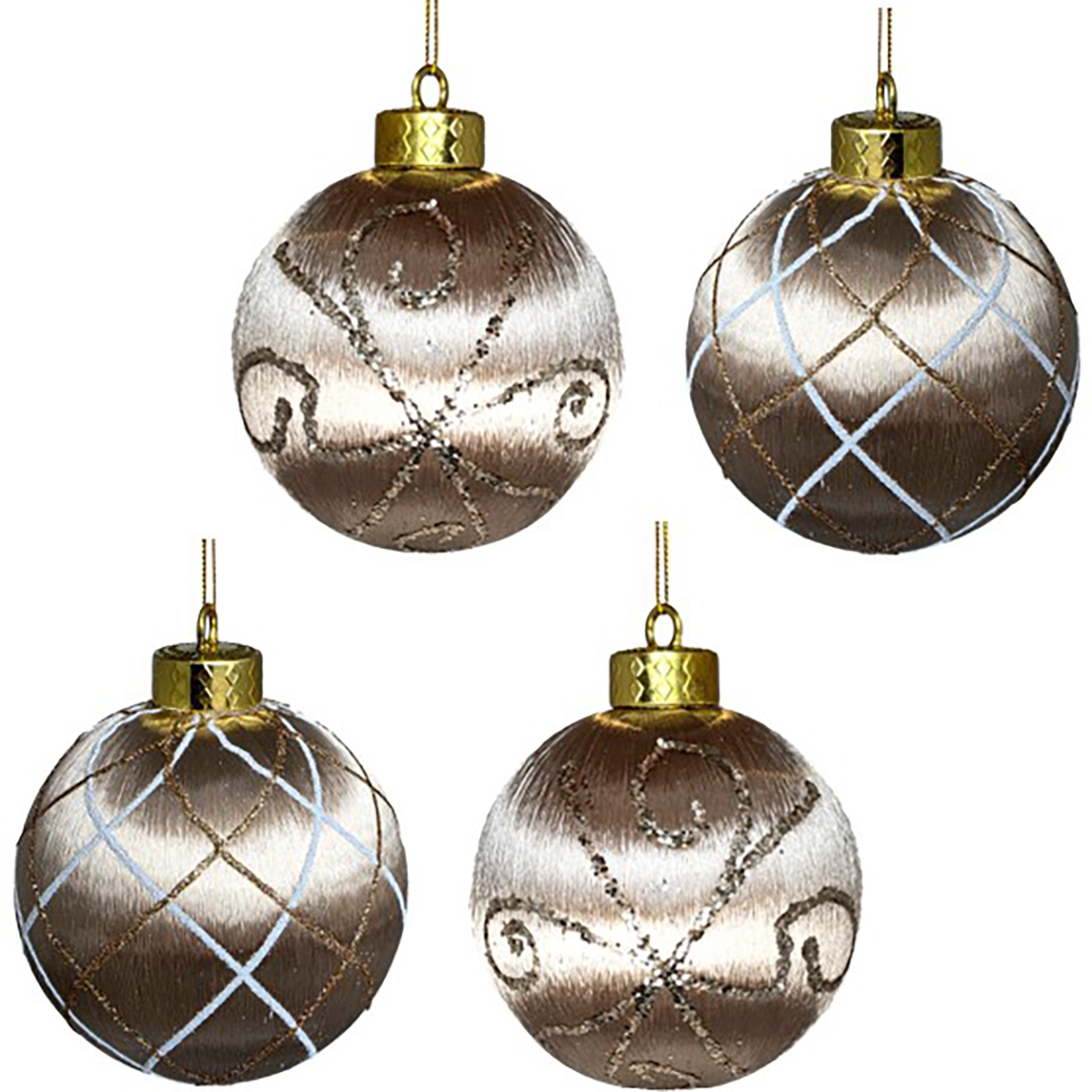 S/4 Luxe Christmas Baubles - 10cmD / Champagne